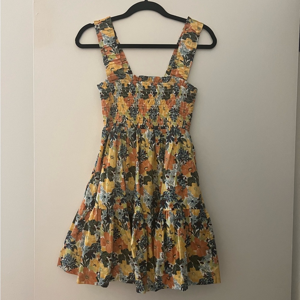 Abercrombie Smocked Bodice Easy Mini Dress in Multifloral